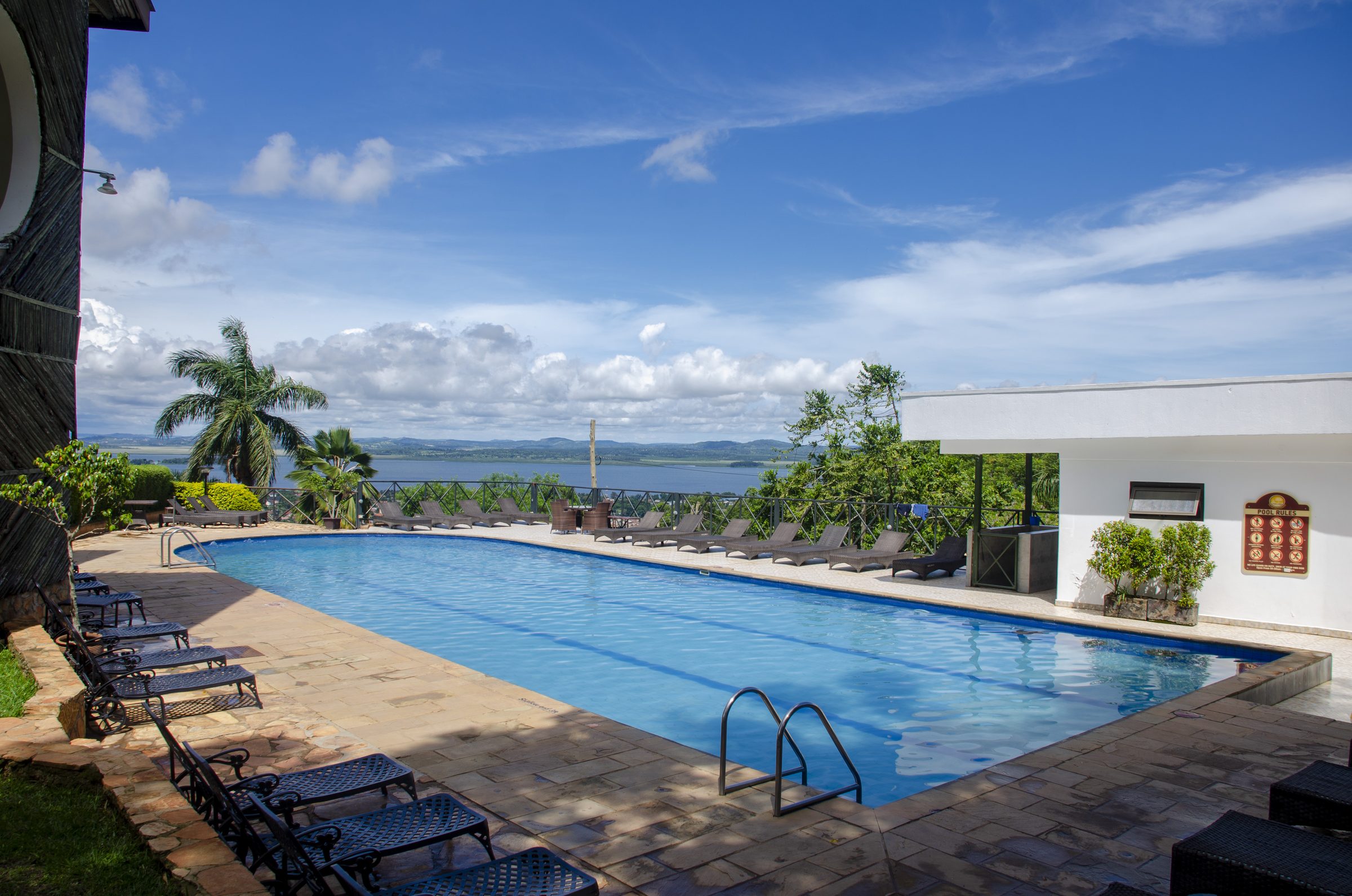 The swimming pool overlooking Kampala